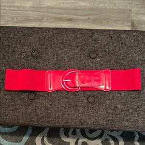 Red Elastic Belt with Buckle
